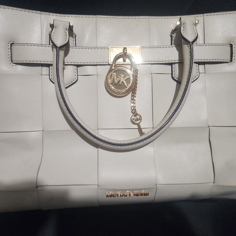 Michael Kors Cream Satchel with Gold Accents